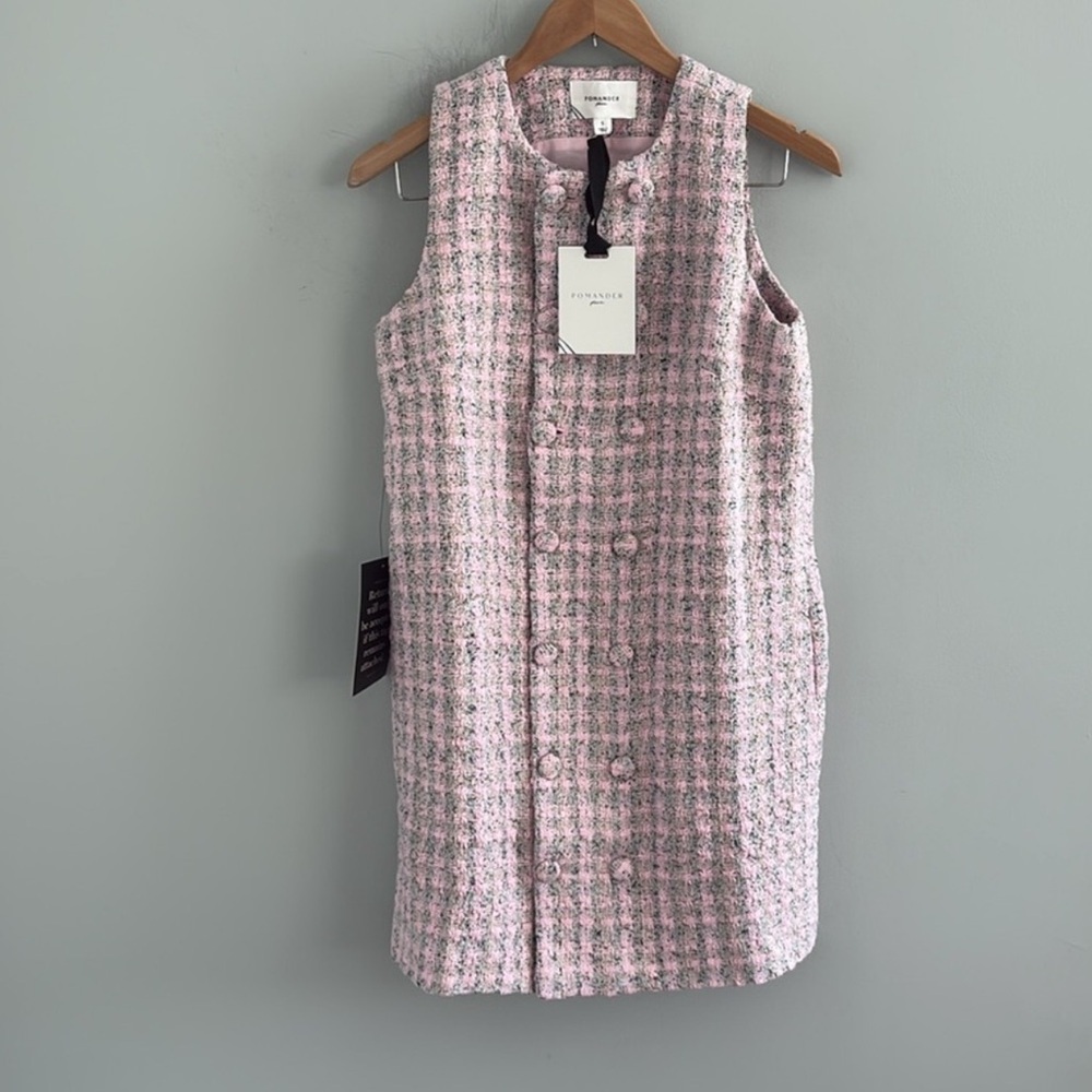 Pomander Place Pastel Pink Tweed Shift Mini Dress - Picture 2 of 3
